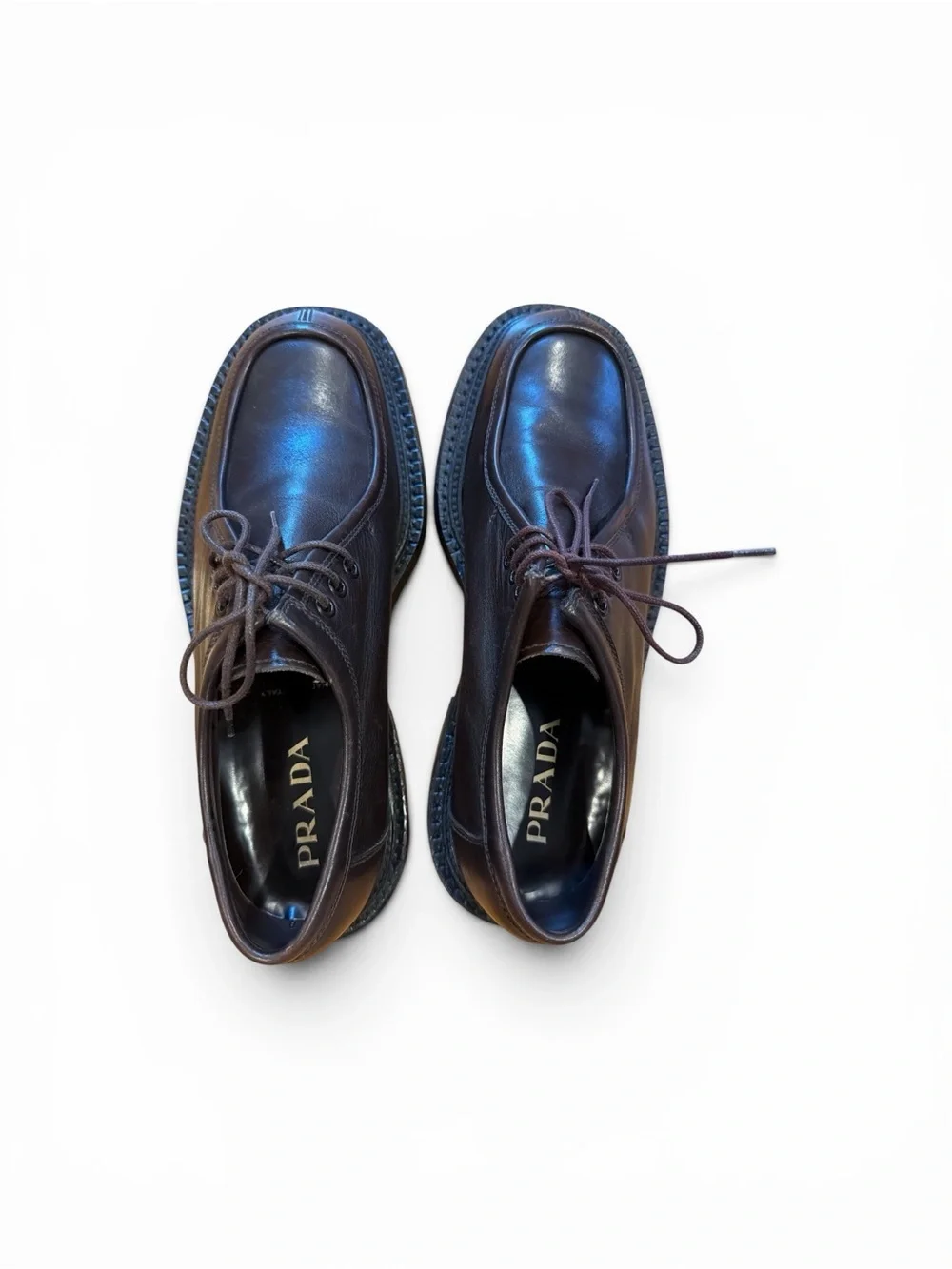 Vintage Prada chunky Leather Penny Loafers-ILGA Rubber Sole Mens US 9.5 UK 10.5